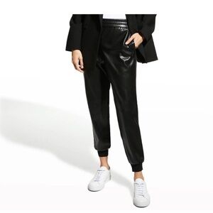 Alice + Olivia Black Faux Leather Joggers